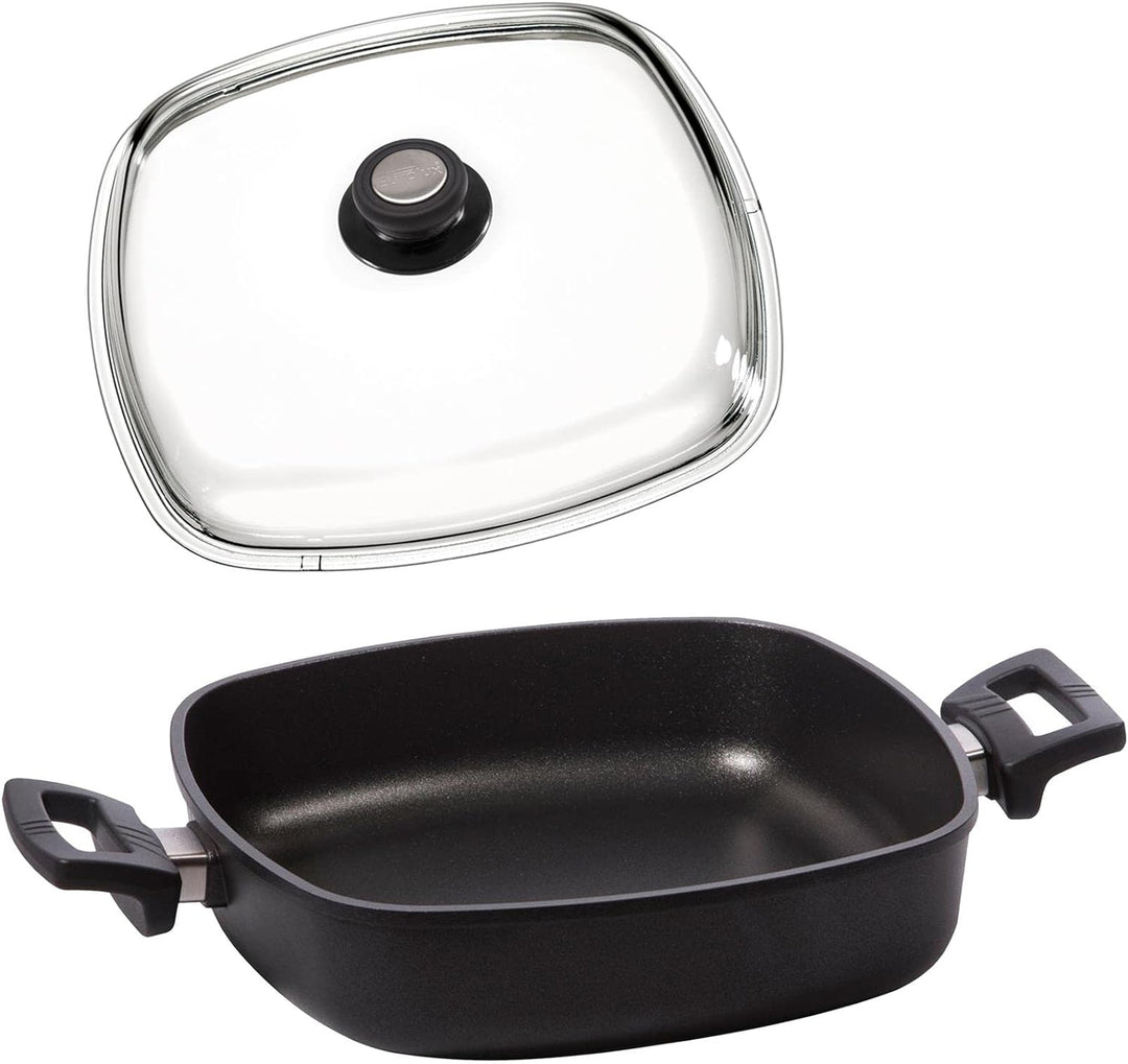 Eurloux Guss-Kasserolle Induktion Set & Deckel26 x 26 cm - quadratische Universal Bratenkasserolle m