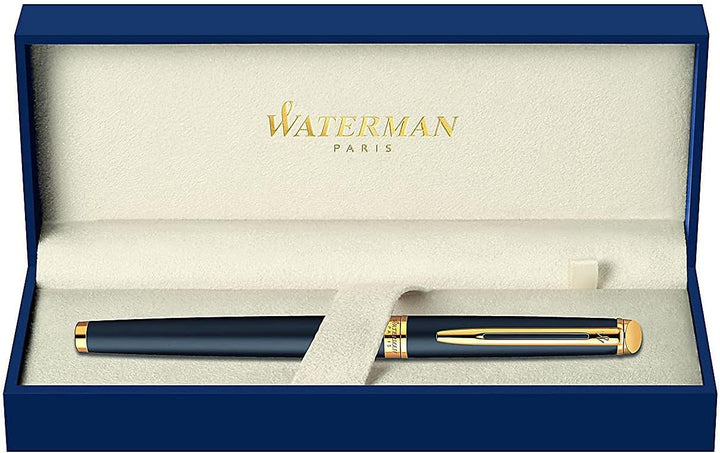 Waterman Hémisphère Tintenroller | Mattschwarz mit Goldzierteile | feine Spitze | Schwarze Tinte | G