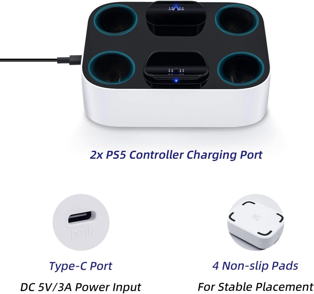 Mcbazel Ladestation PS5 Controller, PS5, Doppel-Ladegerät, Schutz gegen Überhitzung, dreifacher Schu