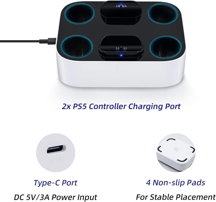 Mcbazel Ladestation PS5 Controller, PS5, Doppel-Ladegerät, Schutz gegen Überhitzung, dreifacher Schu