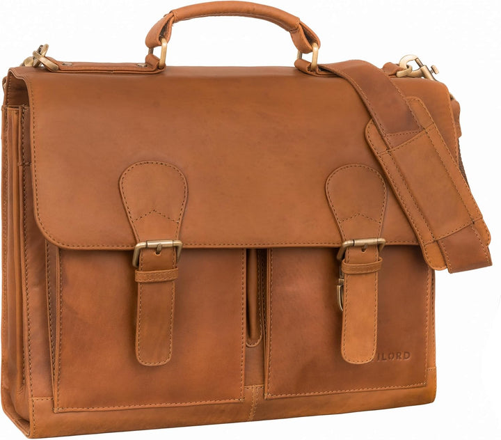 STILORD 'Ludger' Leder Laptop Tasche 15,6 Zoll für Damen und Herren Ordnertasche Echtleder Businesst