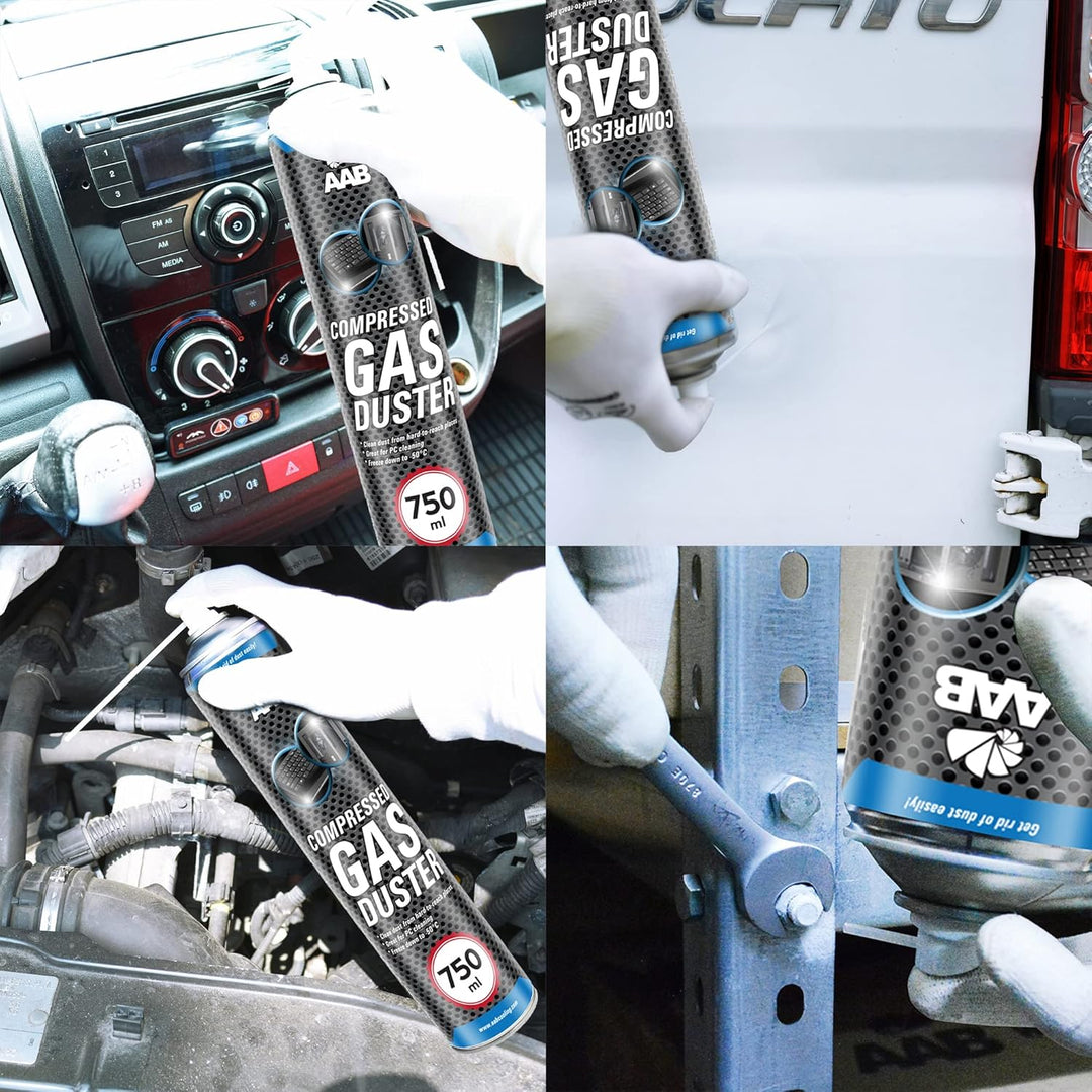 AAB Druckluftspray 7 x 750ml, Druckgasreiniger, Druckluft, Reinigung von Multimedia- und Bürogeräte,