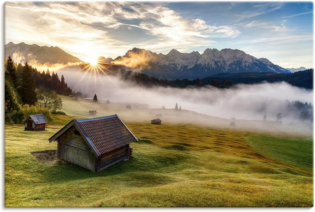 ARTland Leinwandbilder Wandbild Bild auf Leinwand 60x40 cm Landschaftsbilder Bayern Berge Alpen Natu