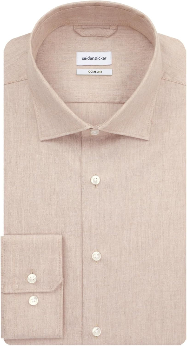 Seidensticker Herren Regular Fit Langarm Hemd 42 Beige, 42 Beige