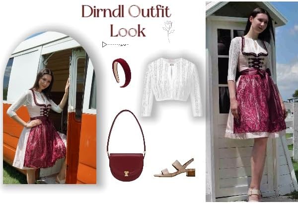 Dirndlwelle Dirndl Damen,Dirndl Schuhe Damen Elegante Kleid für Besondere Anlässe Trachtenkleid Dame