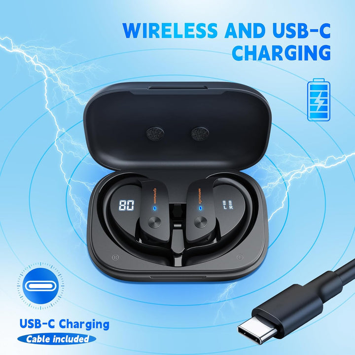 HAPPYAUDIO S3 In Ear Sport Bluetooth 5.3 Kopfhörer mit Bügel, Kabellose Ohrhörer mit klare Anrufe, D