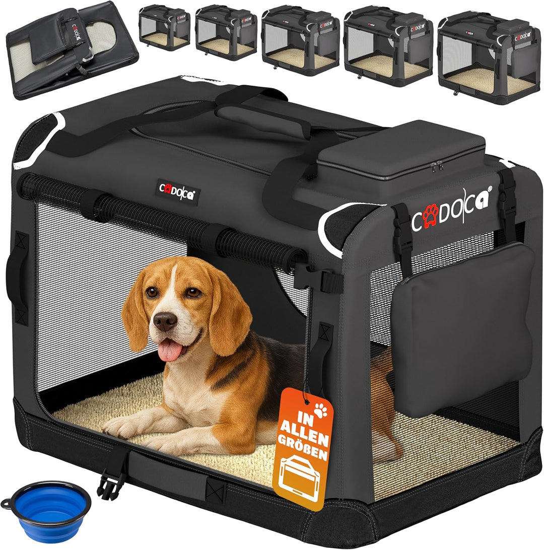 CADOCA® Hundebox faltbar Transportbox L 70x52x50cm robust atmungsaktiv Transporttasche Auto Rückbank