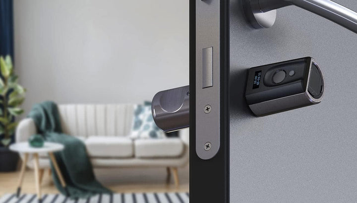 VisorTech Elektronisches Schloss: Elektronischer Tür-Schliesszylinder mit WLAN-Gateway, Fingerscan,