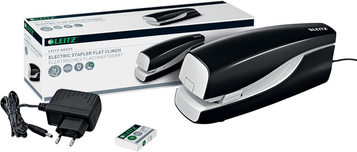 Leitz Elektrisches Flachheftgerät für 20 Blatt, Netzbetrieb, Inkl. Heftklammern, Schwarz, NeXXt-Seri