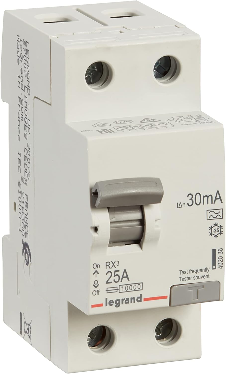 LEGRAND, FI-Schutzschalter 25A, 30mA Fehlerstromschutzschalter/RCD, 2-polig - 25A / 30mA, 402036 Bem