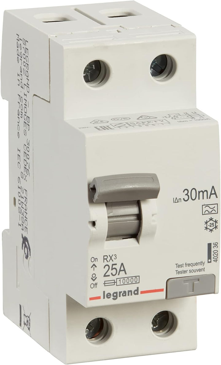 LEGRAND, FI-Schutzschalter 25A, 30mA Fehlerstromschutzschalter/RCD, 2-polig - 25A / 30mA, 402036 Bem