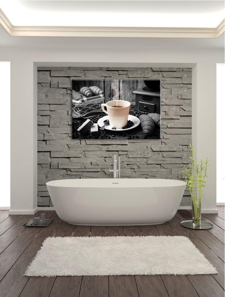 frisch aufgebrühter Kaffee schwarz/weiss Format: 100x70 auf Leinwand, XXL riesige Bilder fertig gera