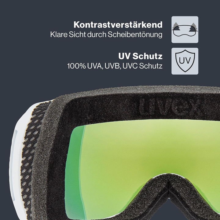 uvex Unisex Downhill 2100 Cv Skibrille (1er Pack) Einheitsgrösse white mat/orange-green, Einheitsgrö