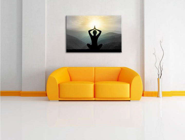Pixxprint Yoga und Meditation als Leinwandbild/Grösse: 100x70 cm/Wandbild/Kunstdruck/fertig bespannt