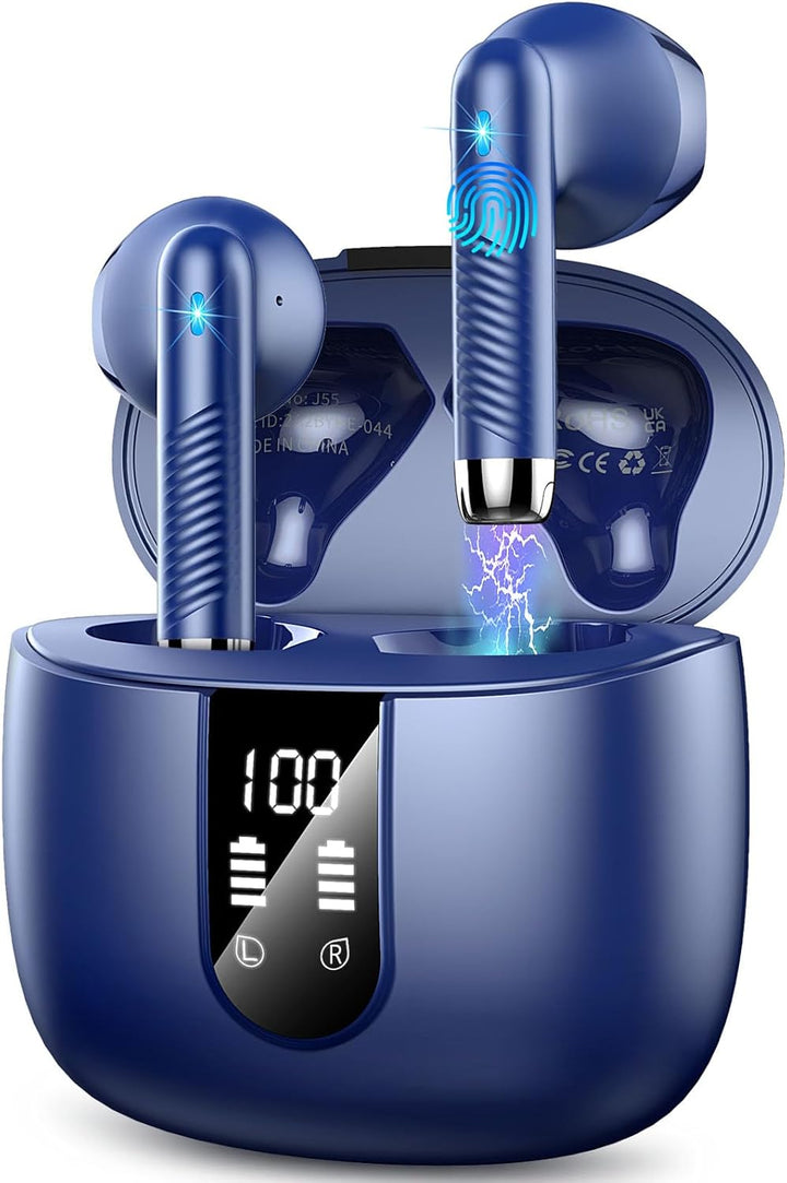 Bluetooth 5.4 Kopfhörer, In Ear Kopfhörer Kabellos mit 4 Mic, 48H Tiefer Bass Spielzeit Wireless Ear