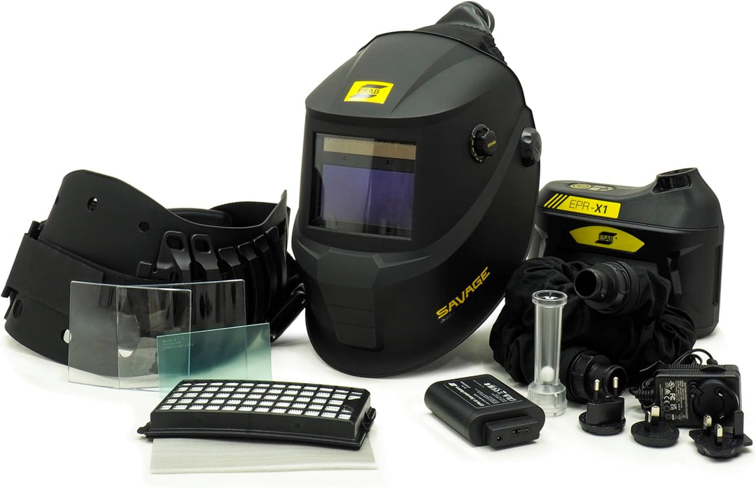 dba_ESAB Savage A40 +PAPR AIR Professioneller Schweissmaskenhelm automatisch 1/1/1/2, Schwarz