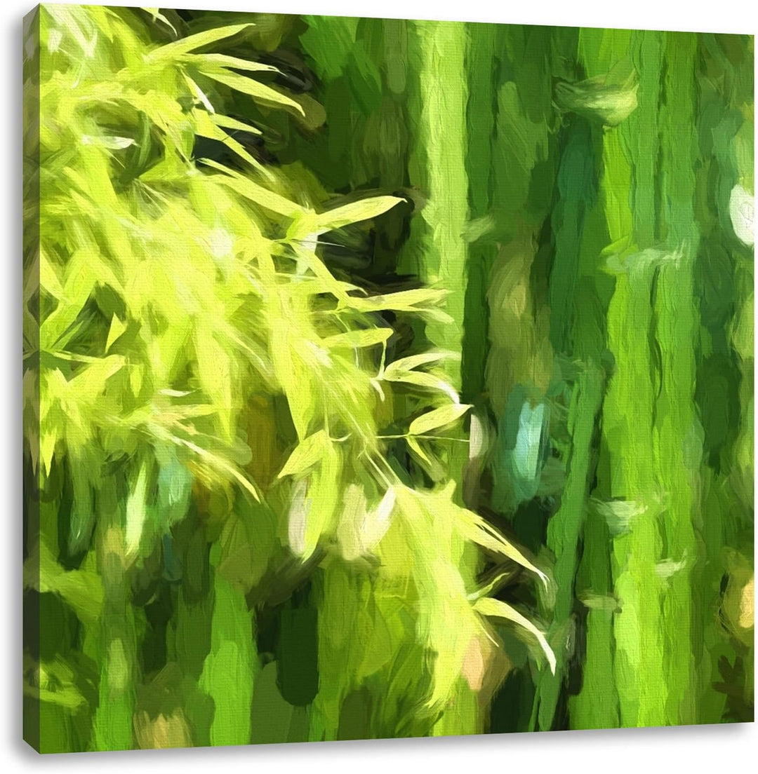 frischer Bambus, Format: 70x70 auf Leinwand, XXL riesige Bilder fertig gerahmt mit Keilrahmen, Kunst