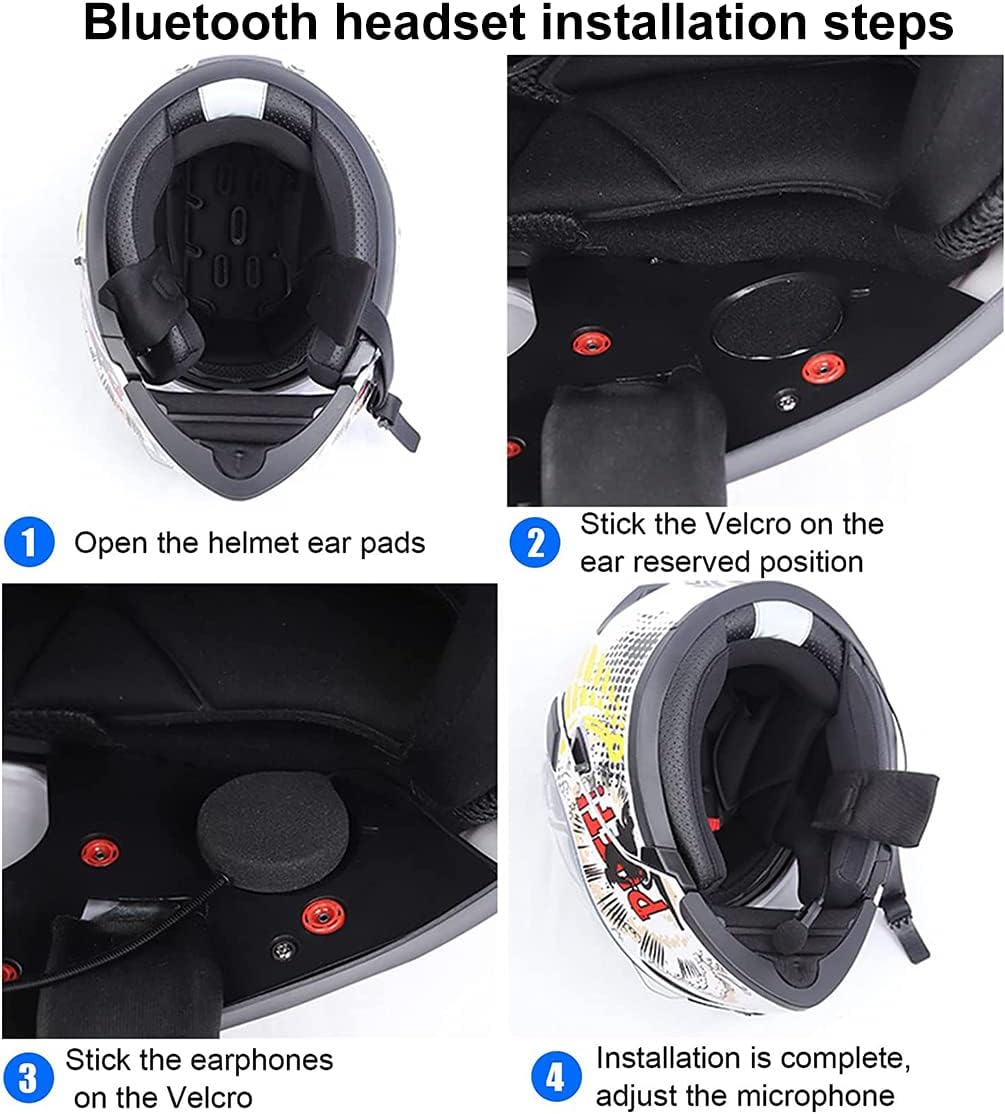 QSPORTPEAK Motorrad Helm Bluetooth 5.1 Headset, E1+ mit CVC-Geräuschunterdrückung Funktion und 3D-So