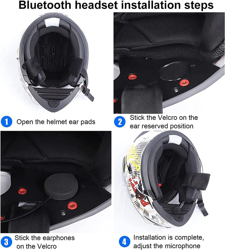 QSPORTPEAK Motorrad Helm Bluetooth 5.1 Headset, E1+ mit CVC-Geräuschunterdrückung Funktion und 3D-So