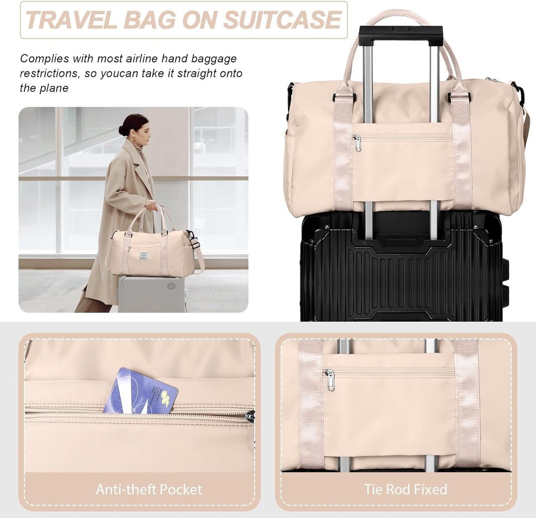 Sport Duffel Bag Damen,Handgepäck 45x36x20 für Ryanair Cabin Sporttasche mit Nassfach & Schuhfach Re