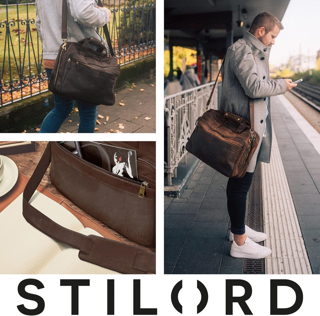 STILORD 'Leopold' XL Echtleder Aktentasche - der verbesserte Geheimtipp für Lehrerzimmer & Büro - Bu