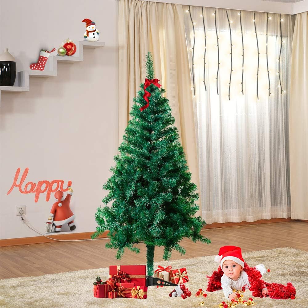 LZQ Weihnachtsbaum künstlich PVC Christbaum schwer entflammbarer Tannenbaum mit Schnellaufbau Klapps