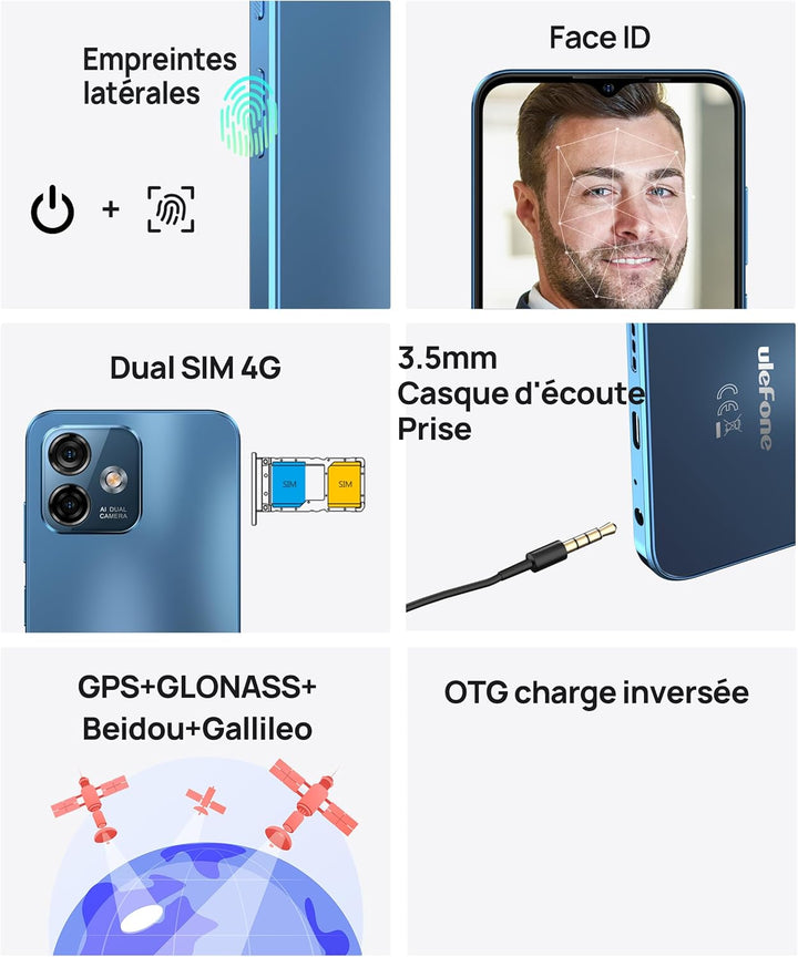 Ulefone Note 16 Pro Android 13 Handy, 16 GB RAM + 256 GB ROM, Display 6,52 Zoll HD+, Akku 4400 mAh,