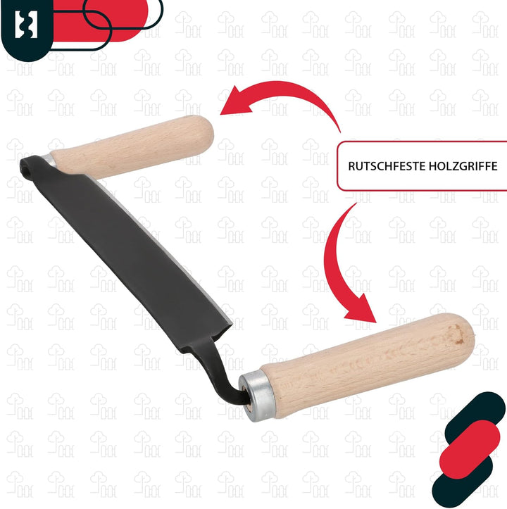 KOTARBAU® Zugmesser für Holz geschmiedet 280 mm Baumschäler Ziehmesser für Holz Rindenschäler Wagner
