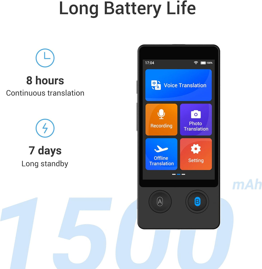 Wooask W12 Sprachübersetzer Gerät Genaue Offline-Online-Übersetzung 2023 3,7 Zoll Touchscreen Neuest