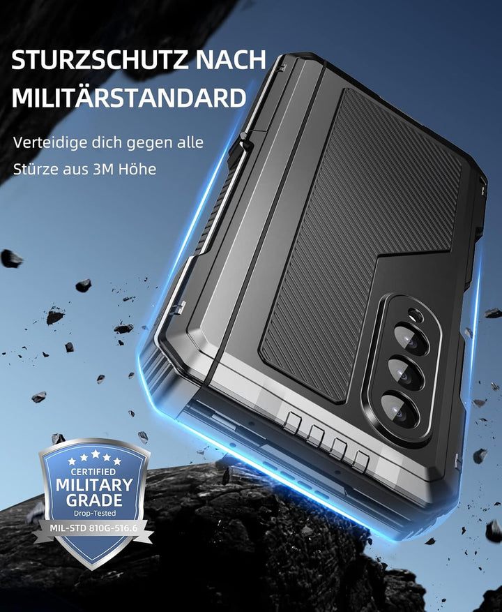 Beeasy für Samsung Galaxy Z Fold 4 Hülle, 360 Grad Outdoor Stossfeste Schutzhülle mit S Pen Halter u