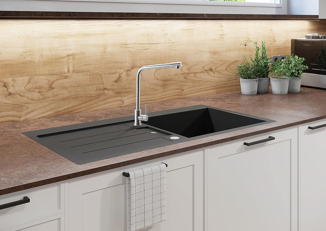 Cornat Spültisch-Einhebelarmatur "Gerano" - Hochwertiger Edelstahlkörper - rostfrei - 360° Schwenk-A