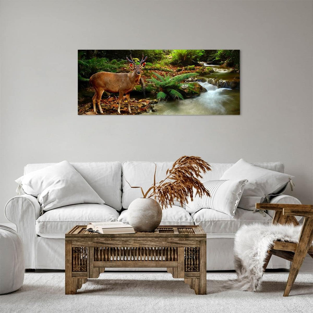 Panorama Bilder auf Leinwand 100x40cm Leinwandbild Herbst berg strom landschaft Gross Wanddeko Bild