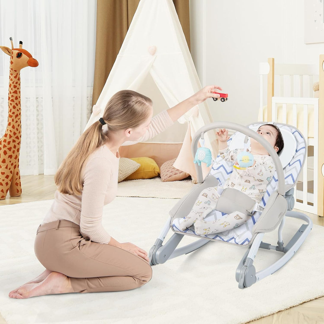COSTWAY 2 in 1 Babywippe klappbar, tragbare Babyschaukel mit 3-stufig verstellbarer Rückenlehne & ab