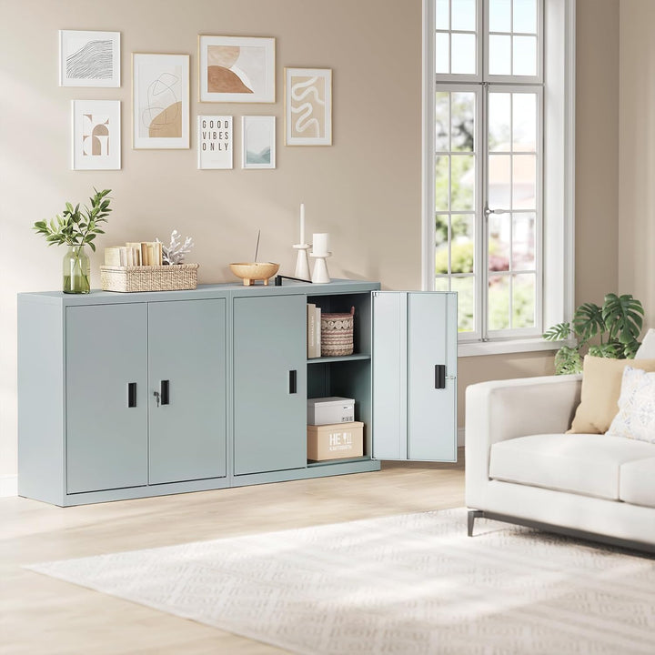 WOLTU Aktenschrank abschliessbar, Ordnerschrank mit höhenverstellbarem Einlegboden, Metallschrank mi