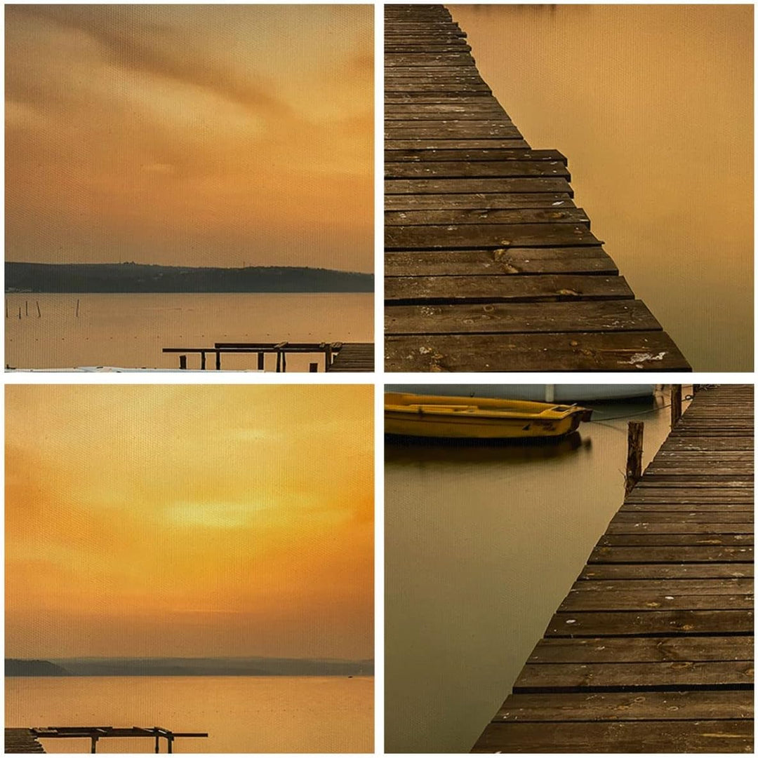 ARTTOR Bilder auf Leinwand See Brücke Leinwandbild mit Rahmen 70x50cm Wandbilder Dekoration Wohnzimm