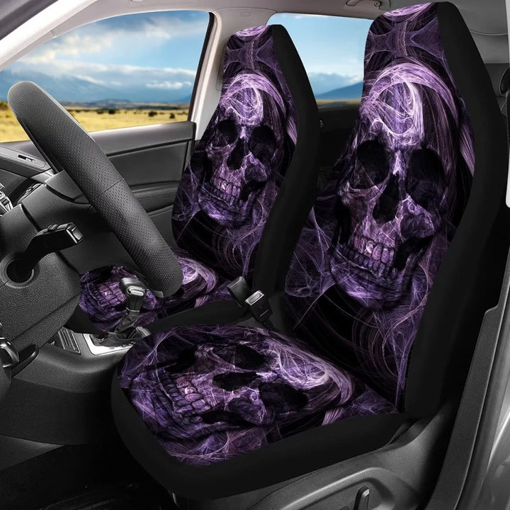 chaqlin 3D Schädel Druck Autositzbezüge Full Set für Damen Herren Auto Innenraum Zubehör Vordersitze