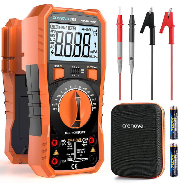 Crenova Digital multimeter, TRMS Voltmeter Ammeter Auto-Range 6000 Zähler Ohmmeter, misst Spannung K