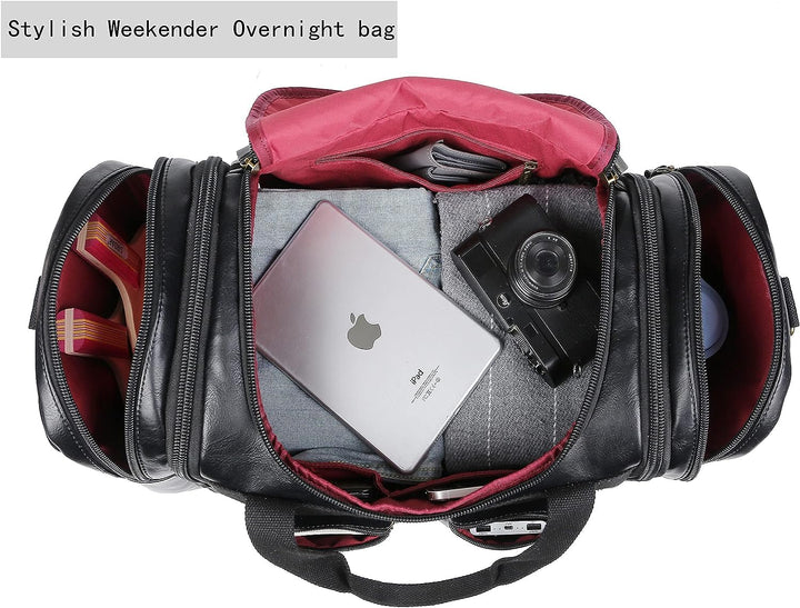 BAOSHA Faux Leder Reise Duffel Weekender Tasche Handgepäck Tragetasche Übernachtungstasche Sporttasc