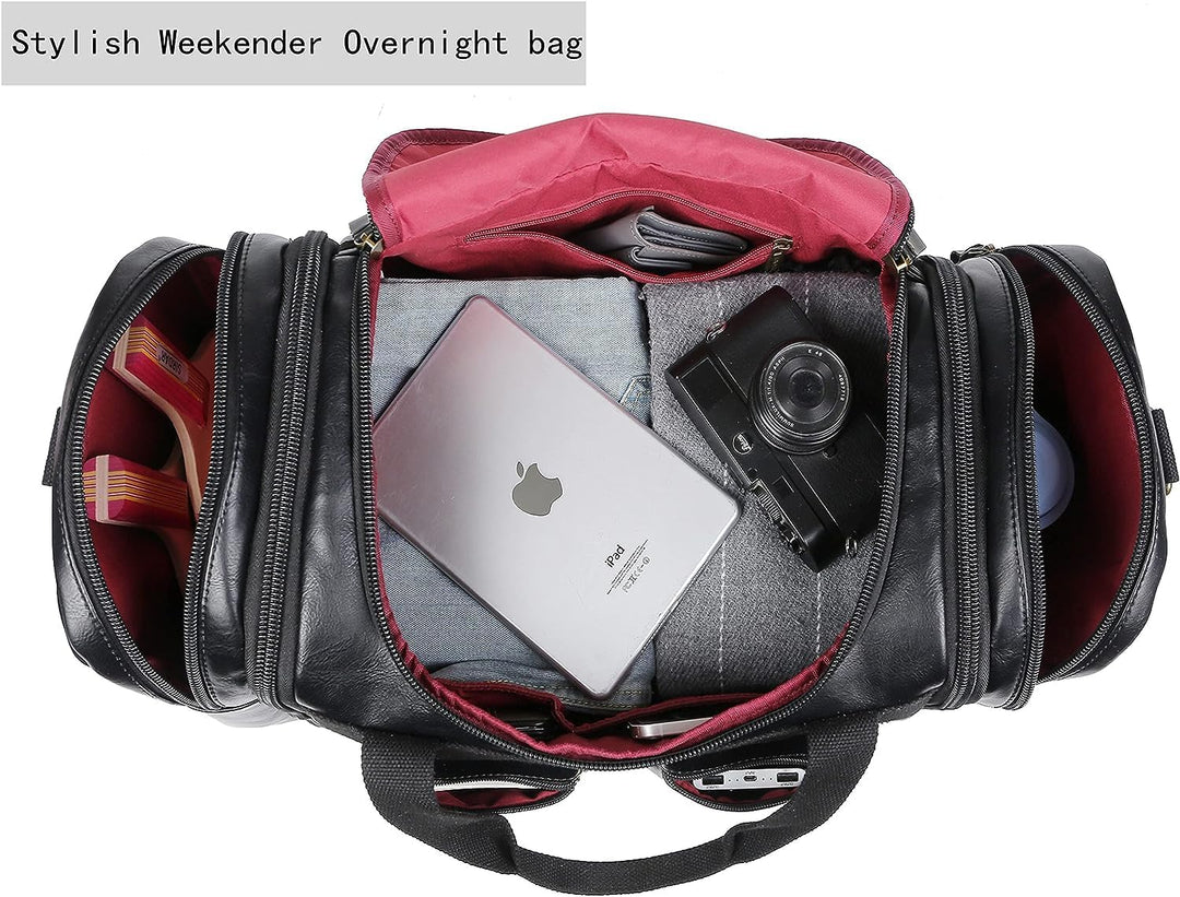 BAOSHA Faux Leder Reise Duffel Weekender Tasche Handgepäck Tragetasche Übernachtungstasche Sporttasc