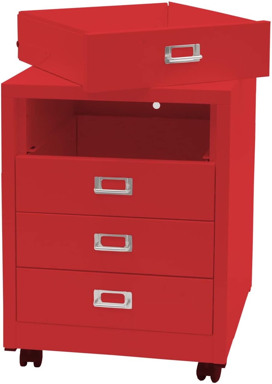 Mendler Rollcontainer HWC-L49, Schubladenschrank Stahlschrank Aktenschrank, Metall 55x40x41cm 4 Schu