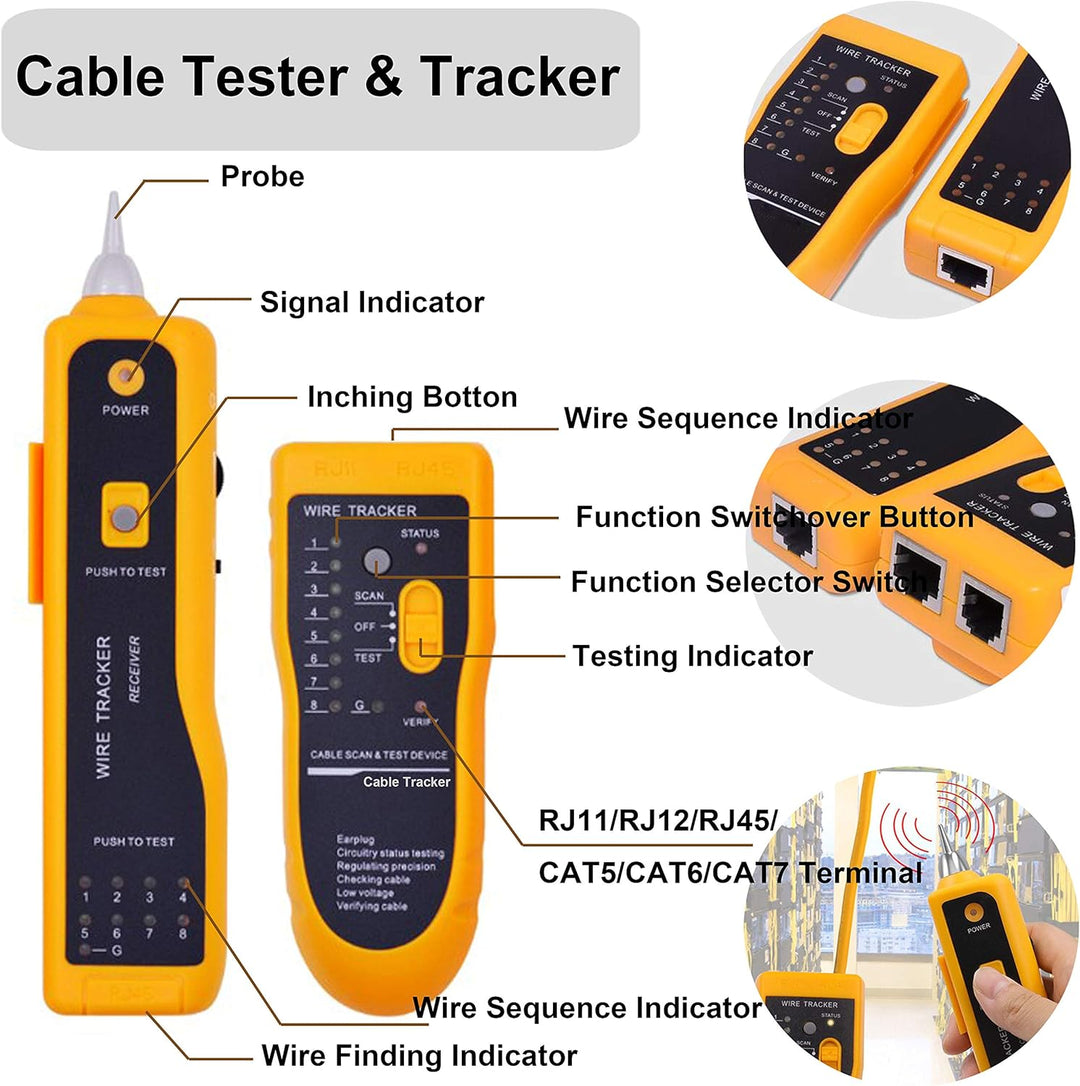 MAYLINEE Crimpzange RJ45 CAT5 CAT6 Kabel Tester Reparatur Netzwerk Werkzeuge Set, Abisolier Koax Cri