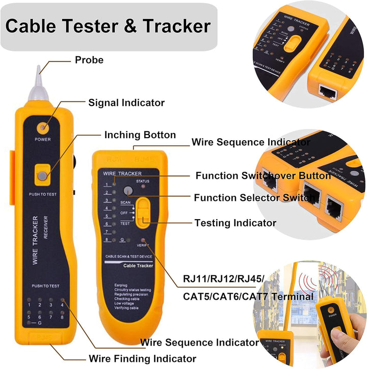 MAYLINEE Crimpzange RJ45 CAT5 CAT6 Kabel Tester Reparatur Netzwerk Werkzeuge Set, Abisolier Koax Cri