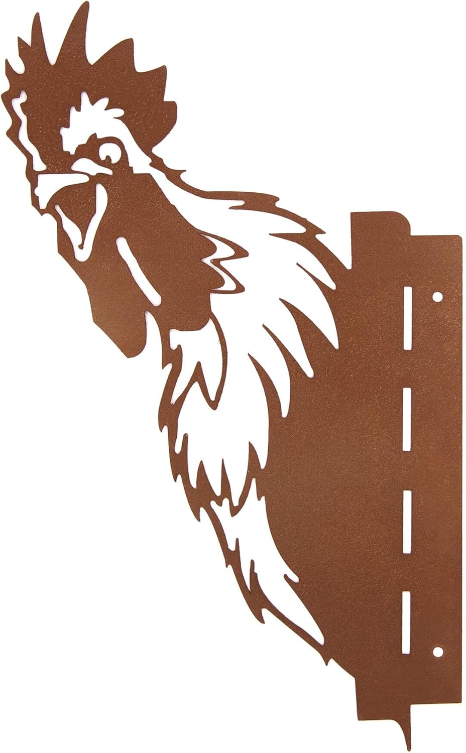 UNUS Garden Baumstecker Hahn um die Ecke guckend, Gartendeko Rostoptik zum Anschrauben, Roststecker