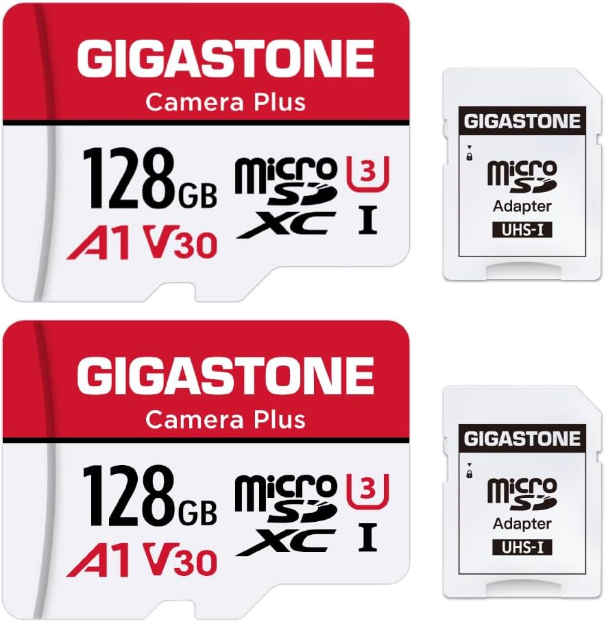 Gigastone Kamera Plus 128GB MicroSDXC Speicherkarte 2er-Pack + SD Adapter, für Action-Kamera und Dro