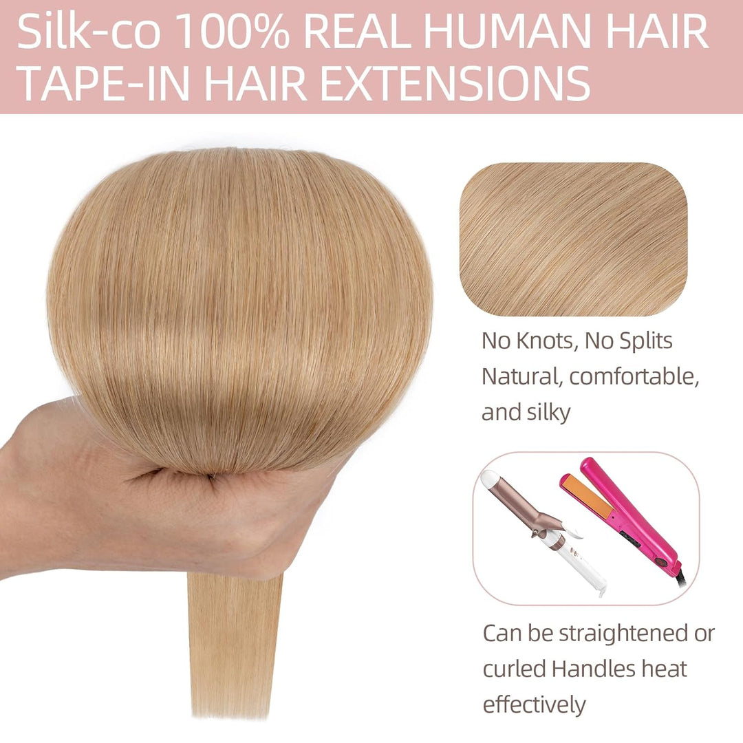 Silk-co Tape Extensions Echthaar 10stk, Remy Tape in Extensions Haarverlängerung, Skin Weft Echthaar