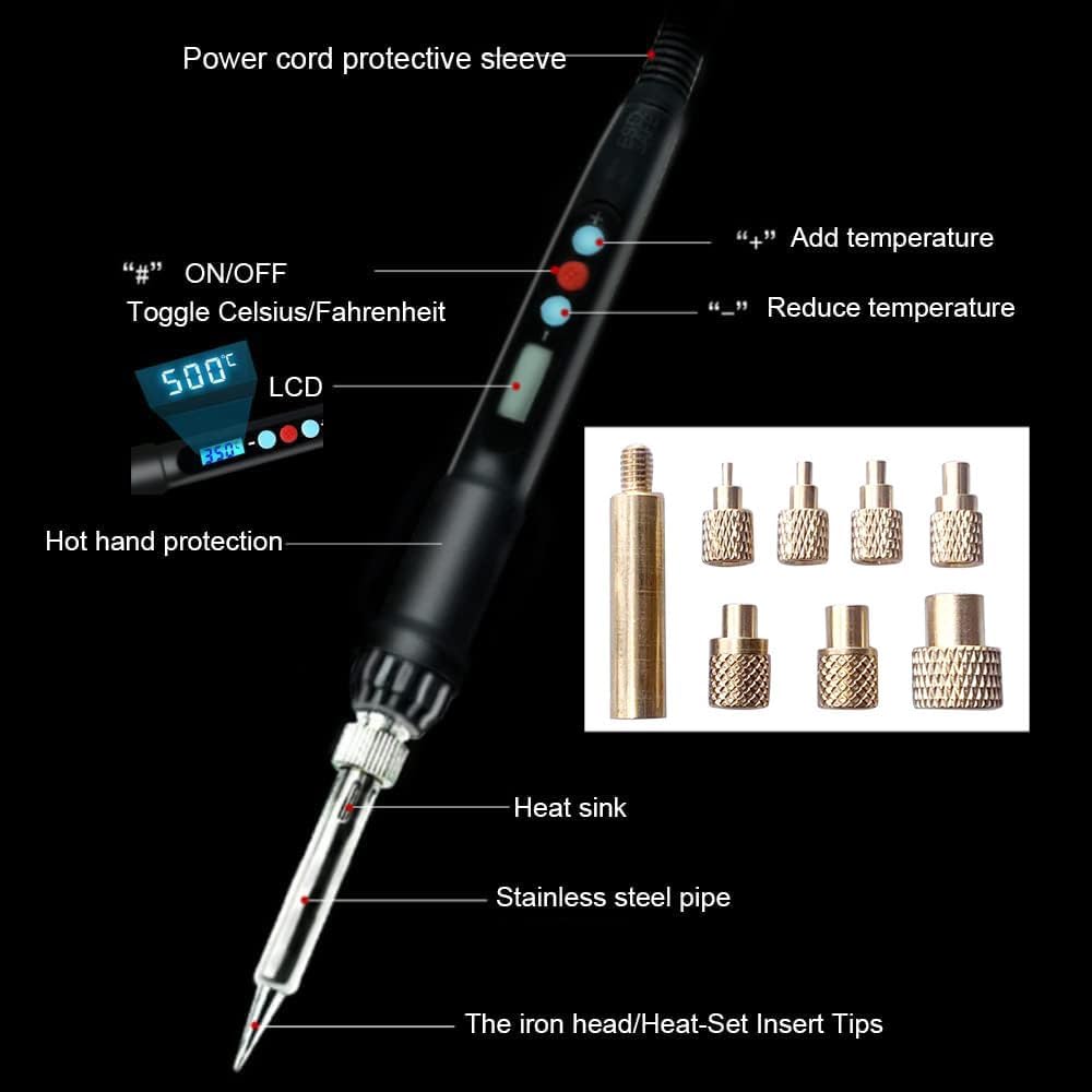 Heisspress Werkzeug mit Lötspitzen/Einschmelzhilfen Set-Lötkolbenspitzen für Gewindeeinsätze M2 / M2