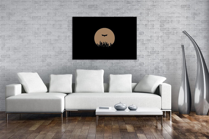 deyoli Superheld in düsterer Stadt Format: 80x60 Effekt: Sepia als Leinwandbild, Motiv fertig gerahm