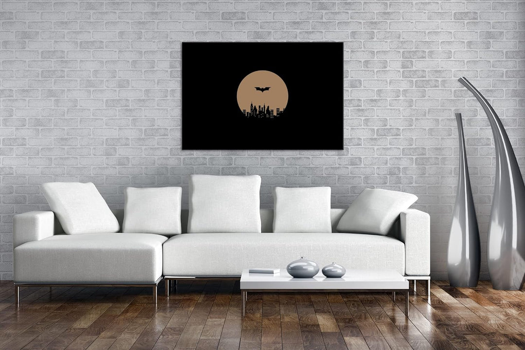 deyoli Superheld in düsterer Stadt Format: 80x60 Effekt: Sepia als Leinwandbild, Motiv fertig gerahm