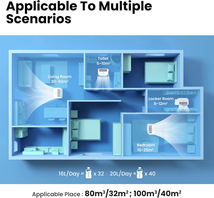 Comfee Luftentfeuchter, 20L/24h, Raumgrösse ca.100m³(40m²), MDDF-20DEN7-WF, APP-fähig, 20L-40m²-DF3(
