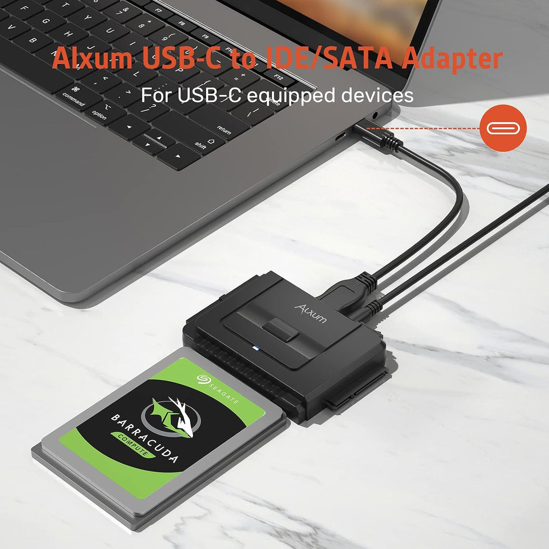 Alxum IDE SATA Adapter,USB 3.0 IDE Festplatten Adapter mit Netzschalter Adapter für 2.5/3.5 Zoll SAT